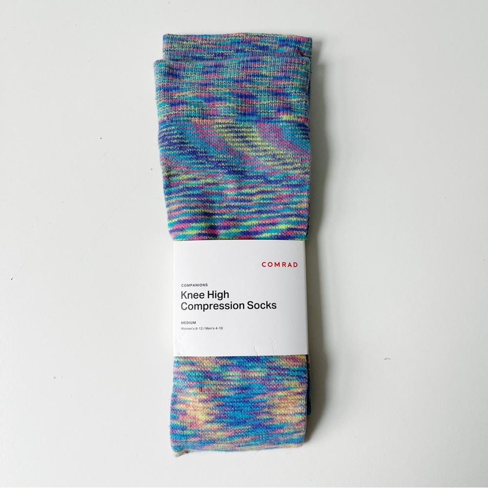 COMRAD Knee High Compression Socks (M) in Rainbow NWT